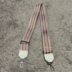 New Beige Genuine Leather and Tan Print Purse Strap